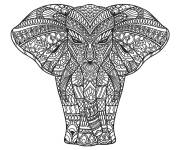Coloriage El&eacute;phant indien zentangle