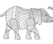 Coloriage El&eacute;phant style zentangle