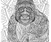 Coloriage Gorille dans la for&ecirc;t Zentangle