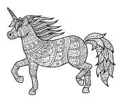 Coloriage Illustration Zentangle Licorne magique