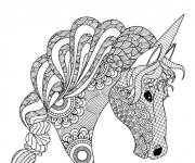 Coloriage impressionnante Licorne zentangle