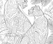 Coloriage L&eacute;opards zentangle