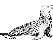 Coloriage Lion de mer Zentangle