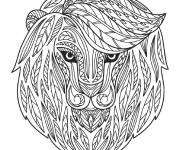 Coloriage Lion Zentangle avec une coiffure soign&eacute;e