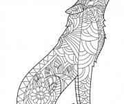 Coloriage Loup qui hurle zentangle