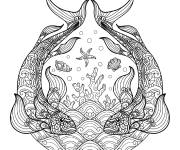 Coloriage motifs de poissons zentangle