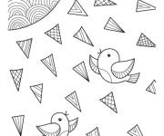 Coloriage et dessins gratuit Oiseaux sous le soleil &agrave; motif zentangle à imprimer