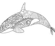 Coloriage et dessins gratuit Orque &agrave; motif zentangle à imprimer