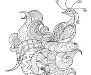 Coloriage Paon zentangle pour ad