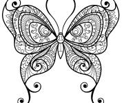 Coloriage Papillon animale aux motifs zentangle
