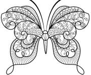 Coloriage Papillon zentangle ouvrant ses ailes