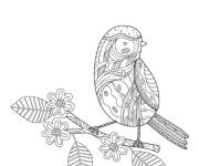 Coloriage et dessins gratuit Paysage d'un oiseau sur une branche à imprimer