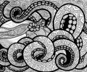 Coloriage Poulpe illustration zentangle