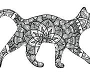 Coloriage Profil du chat avec des motifs difficiles