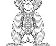 Coloriage Singe mignon &agrave; motif zentangle