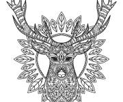 Coloriage T&ecirc;te de cerf Zentangle aux motifs complexes
