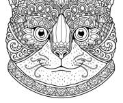 Coloriage T&ecirc;te de chat &agrave; motif zentangle