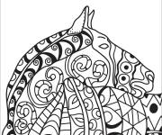 Coloriage et dessins gratuit T&ecirc;te de cheval avec motif complexe à imprimer