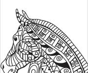 Coloriage et dessins gratuit T&ecirc;te de cheval zentangle à imprimer