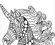 Coloriage et dessins gratuit T&ecirc;te de licorne zentangle difficile à imprimer