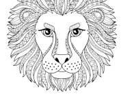 Coloriage T&ecirc;te lion zentangle &agrave; d&eacute;couper