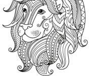 Coloriage Visage d'un beau lion Zentangle