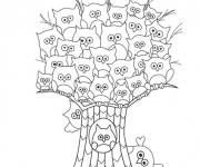 Coloriage Zentangle Arbre aux Chouettes