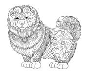 Coloriage Zentangle chien mignon avec des motifs difficiles