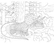 Coloriage Zentangle dinosaure Triceratops