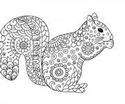 Coloriage Zentangle &eacute;cureuil pour enfants