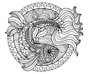 Coloriage Zentangle poisson rouge