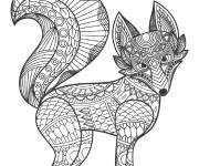 Coloriage Zentangle renard mignon difficile