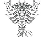 Coloriage Zentangle Scorpion en forme complexe