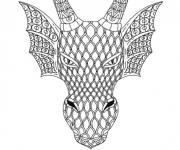 Coloriage Zentangle t&ecirc;te de dragon