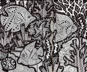 Coloriage Adulte r&eacute;cif corallien Zentangle