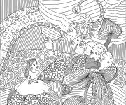 Coloriage Adulte zentangle Alice et la chenille bleue