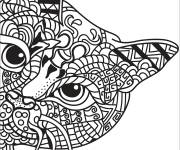Coloriage Adulte Zentangle Chat timide