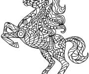 Coloriage Adulte zentangle cheval sur pattes arri&egrave;res