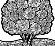 Coloriage Arbre fleuri Zentangle