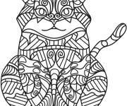 Coloriage Chat dodu de face &agrave; motifs simple