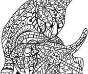 Coloriage Chatte Zentangle &agrave; motifs diff&eacute;rentes