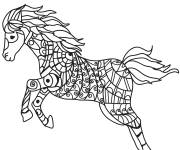 Coloriage Cheval en courant Zentangle