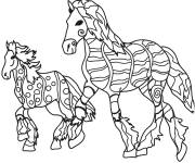 Coloriage Cheval et poney Zentangle adulte