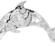 Coloriage Dauphin zentangle avec des nombreux motifs