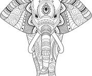 Coloriage &Eacute;l&eacute;phant d&eacute;cor&eacute; Zentangle