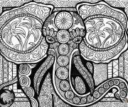 Coloriage El&eacute;phant indien Zentangle