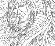 Coloriage Fille Zentangle pour adulte