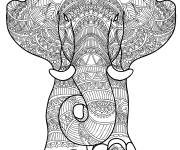 Coloriage G&eacute;ant &eacute;l&eacute;phants style Zentangle