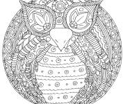 Coloriage Hibou avec motif tribal adulte