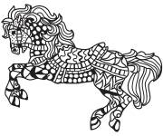 Coloriage Illustration Zentangle de cheval au galop